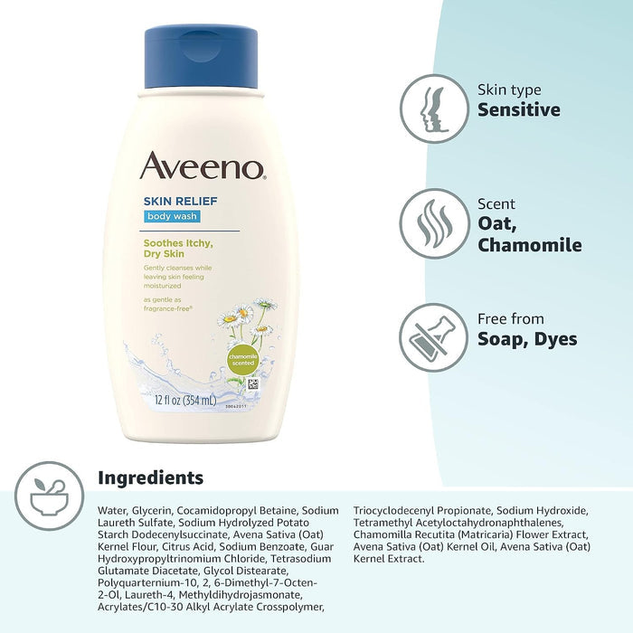 Aveeno Skin Relief Body Wash, Chamomile Scented, 12 fl oz