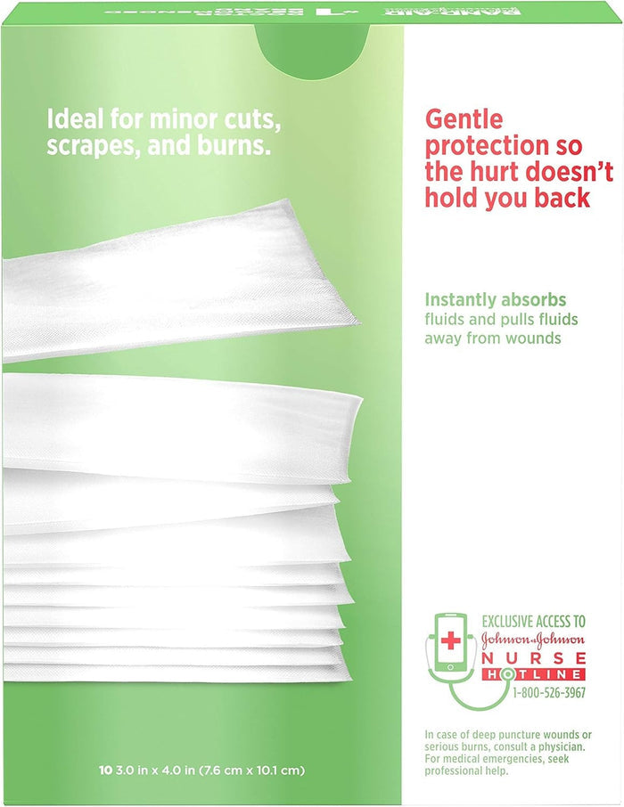Band-Aid Hurt-Free Non-Stick Pads Large 3 x 4 Inch