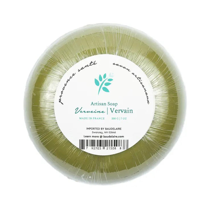 BAUDELAIRE VERVAIN 7oz Boxed Bath Bar in an octagonal green box with pale blue leaf and flower designs, labeled 200g and made in France.