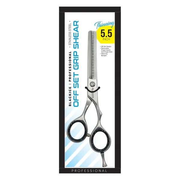 Black Ice Professional Stainless Steel Off Set Grip Thinning Shear 5.5"