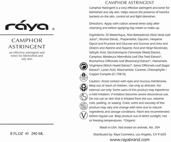 CAMPHOR ASTRINGENT (204) RAYA SPA - rayaspa