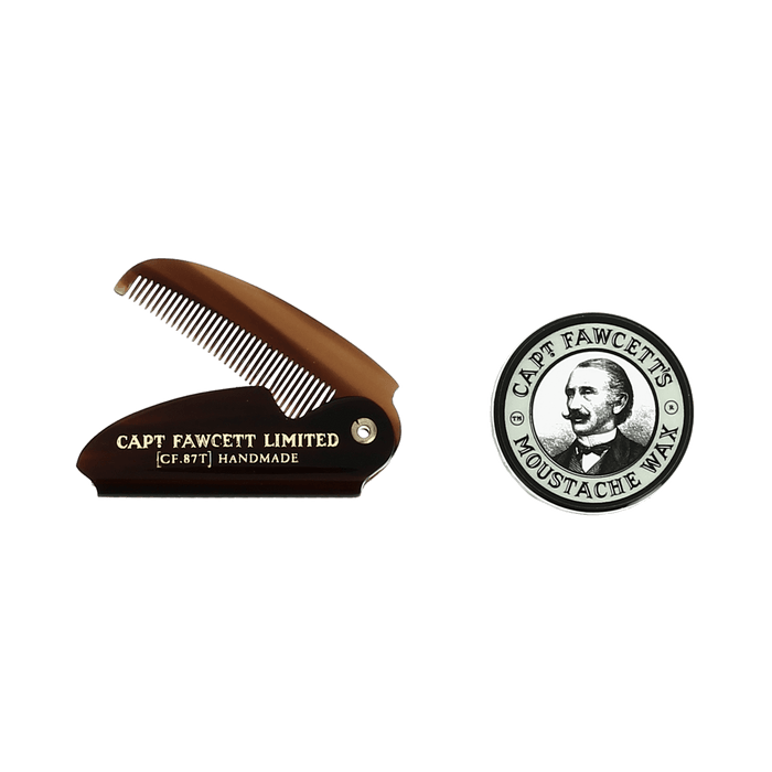 Captain Fawcett Ylang Ylang Moustache Wax and Folding Moustache Comb