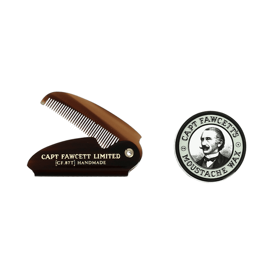 Captain Fawcett Ylang Ylang Moustache Wax and Folding Moustache Comb