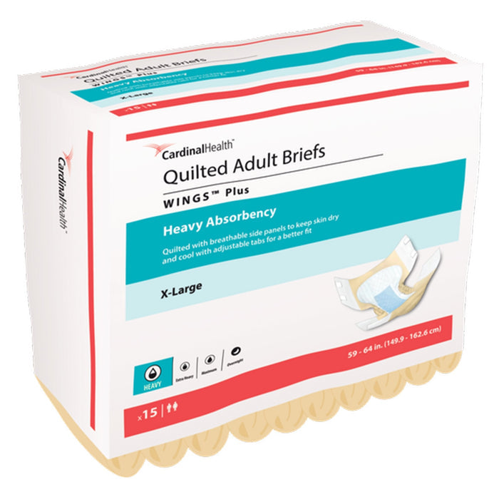 Cardinal Health Wings Plus Quilted Adult Briefs, Heavy - 66035-Pack - LL Medico