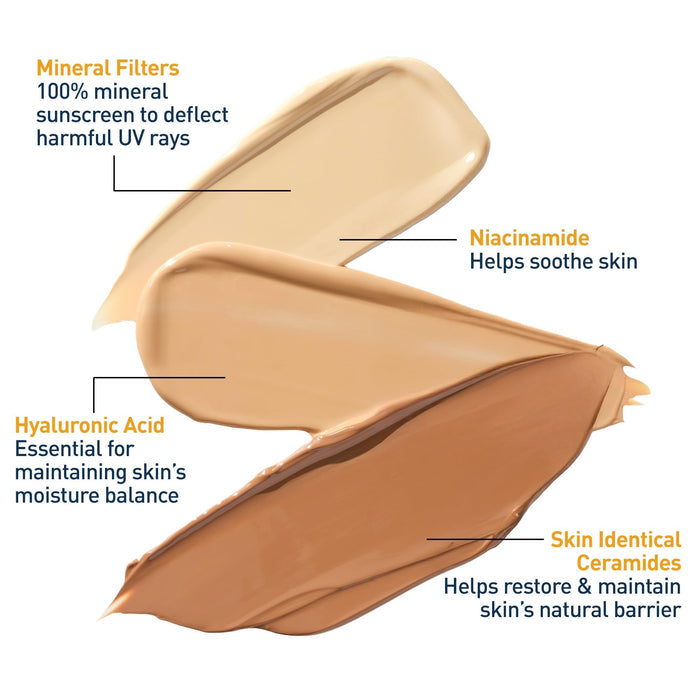 CeraVe Hydrating Mineral Sunscreen Medium Sheer Tint SPF 30 Lotion, Unscented, 1.7 fl oz