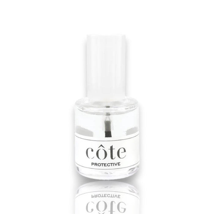 COTE - PROTECTIVE BASE & TOP COAT by COTE is a clear glass bottle with a white cap and minimal white label, shown on a white background—ideal for nail care as both base and top coat.