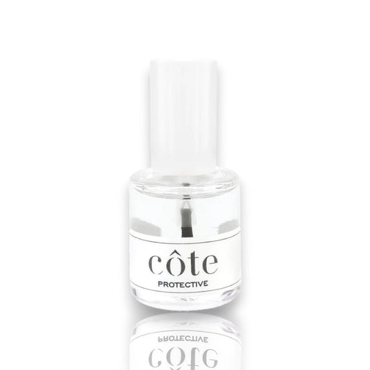 COTE - PROTECTIVE BASE & TOP COAT by COTE is a clear glass bottle with a white cap and minimal white label, shown on a white background—ideal for nail care as both base and top coat.