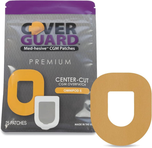 CoverGuard CGM Overpatch for Omnipod 5, Center-Cut, Tan - 101-301T-Pack - LL Medico