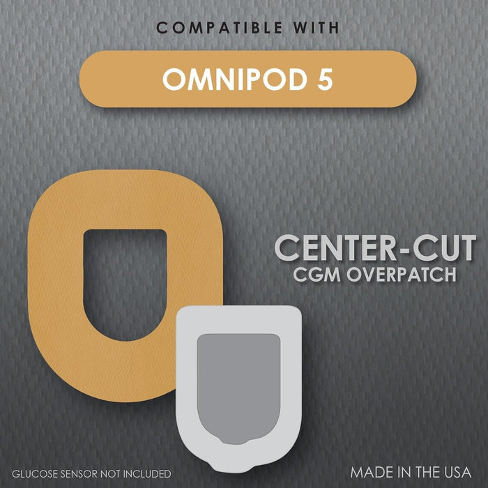CoverGuard CGM Overpatch for Omnipod 5, Center-Cut, Tan - 101-301T-Pack - LL Medico