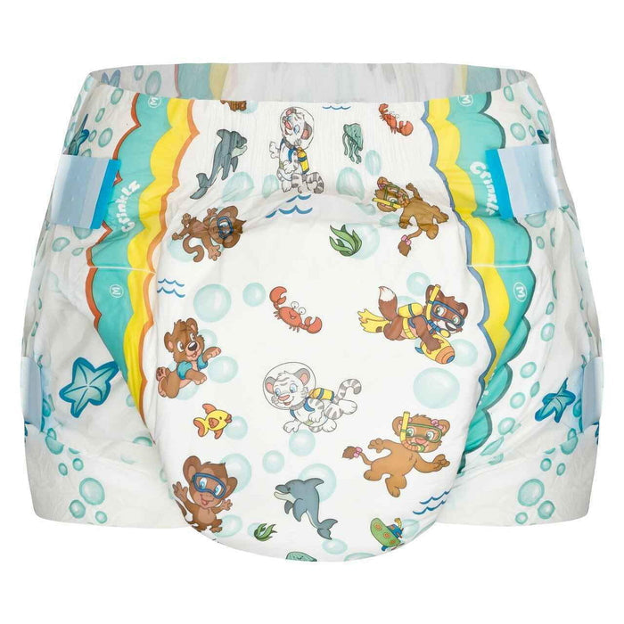 Crinklz Printed Adult Diapers w/ Plastic Backing, Aquanaut Print - 60100-Pack - LL Medico