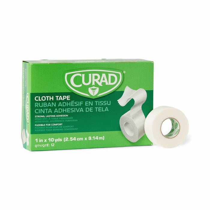 Curad Silk-Like Cloth Medical Tape, 1 Inch x 10 Yard, White