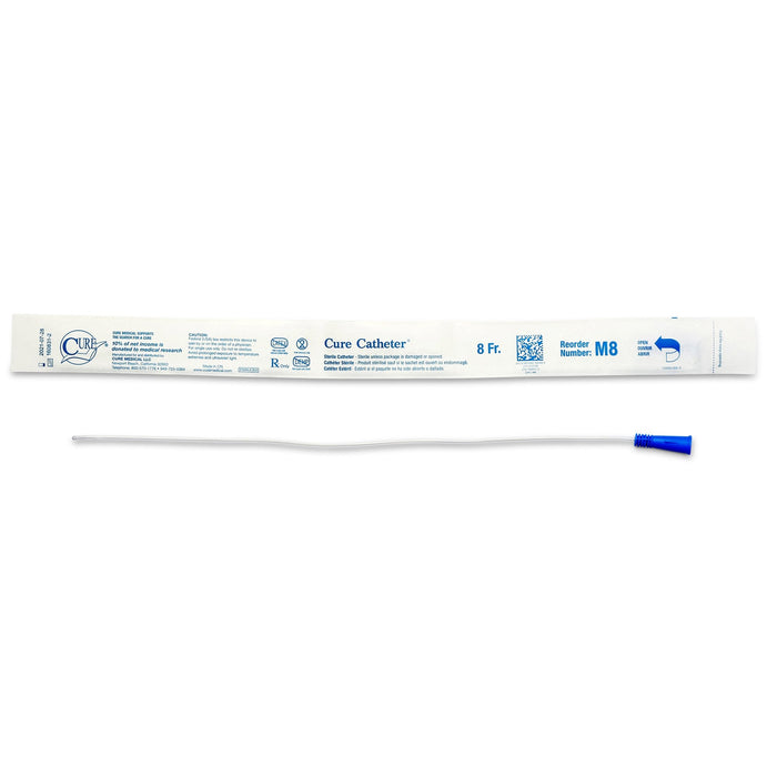 Cure Straight Tip Uncoated PVC Urethral Catheter, Male - M8-Box - LL Medico