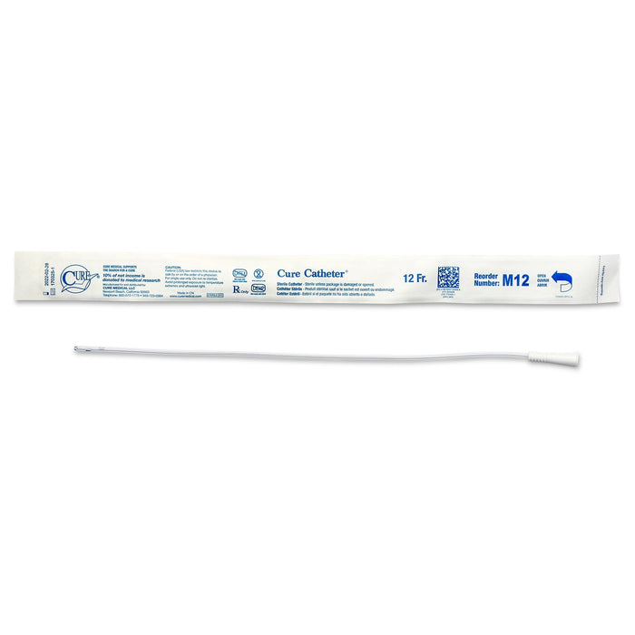 Cure Straight Tip Uncoated PVC Urethral Catheter, Male - M12-Box - LL Medico