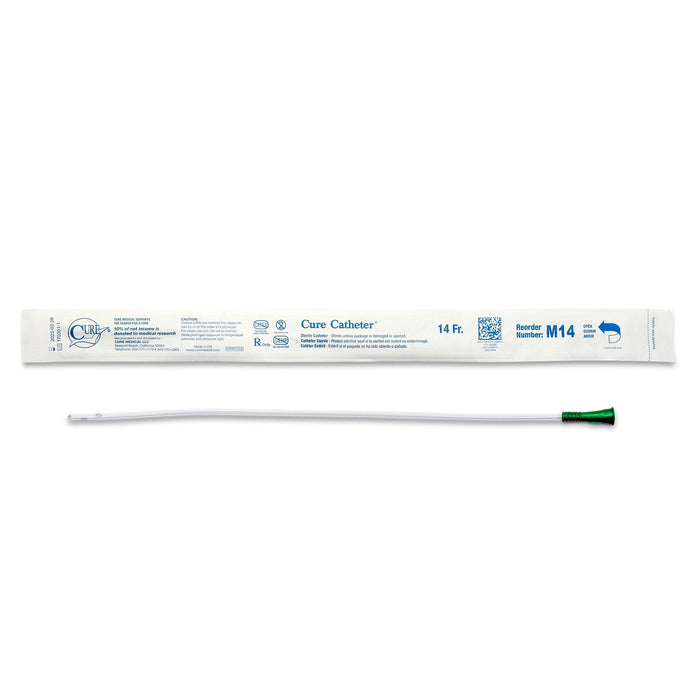 Cure Straight Tip Uncoated PVC Urethral Catheter, Male - M14-Box - LL Medico