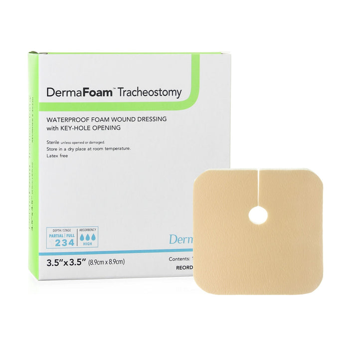 Dermarite DermaFoam Tracheostomy Nonadhesive without Border Foam Dressing, 3.5 x 3.5 Inch