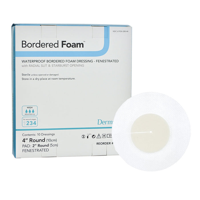 Dermarite BorderedFoam Adhesive with Border Foam Dressing, 4-Inch Round