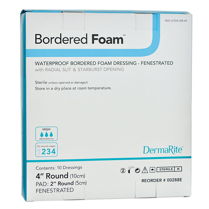 Dermarite BorderedFoam Adhesive with Border Foam Dressing, 4-Inch Round