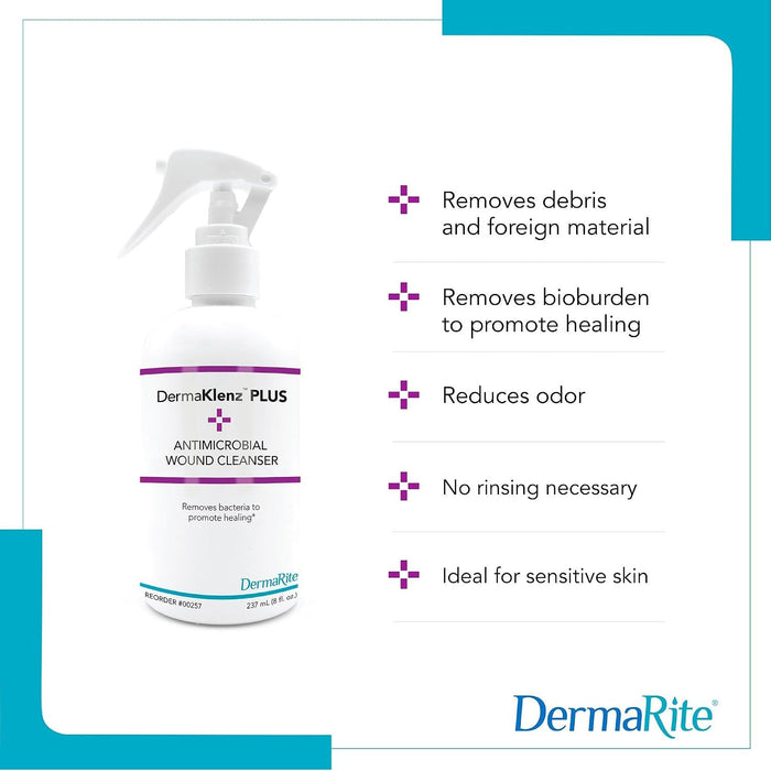 DermaRite's DermaKlenz PLUS Wound Cleanser - Spray Bottle, 8 oz.