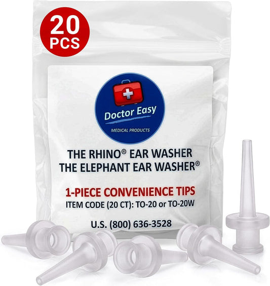 Doctor Easy Rhino/Elephant Ear Washer Single-Use Tips, Pack of 20