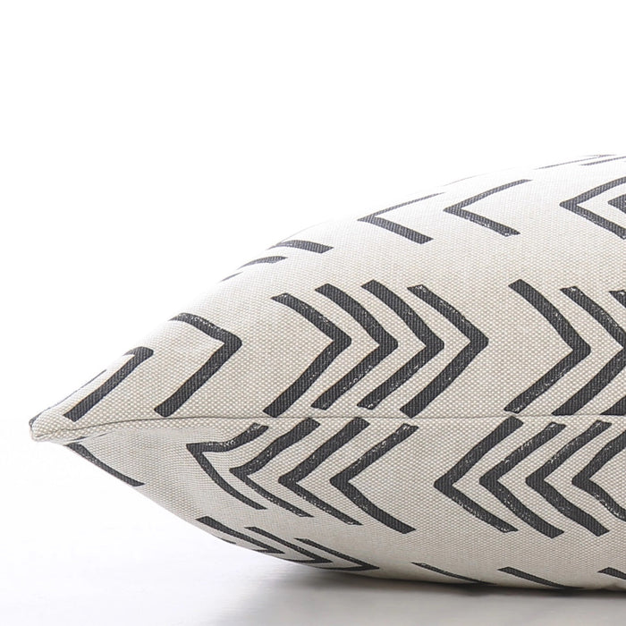 The Foggy Dog's DOG BED (S, MODERN MUD CLOTH) features a beige, black chevron-patterned minimalist design and is shown close up on a white surface against a plain background.