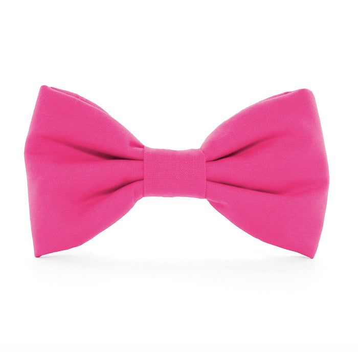 THE FOGGY DOG's DOG BOW TIE (STANDARD, HOT PINK) is a handmade accessory that adds vibrant color to your pup’s style, shown against a simple white background.
