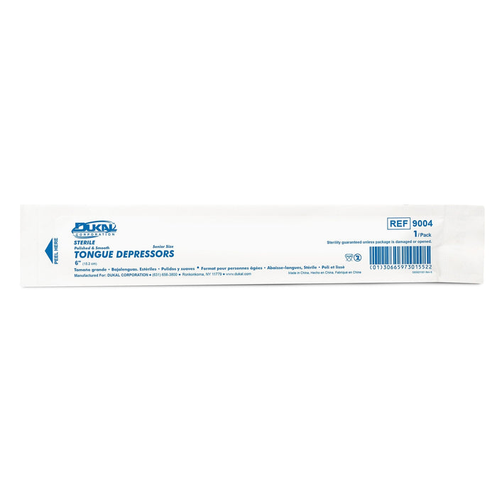Dukal Tongue Depressor, Sterile, 6", 100 Count - 9004-Pack - LL Medico