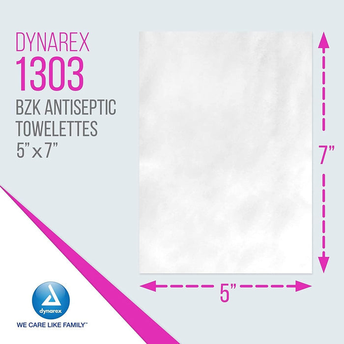 Dynarex BZK Antiseptic Towelettes, 5" x 7"