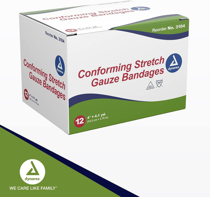 dynarex Conforming Bandage, 4 Inch x 4.1 Yard
