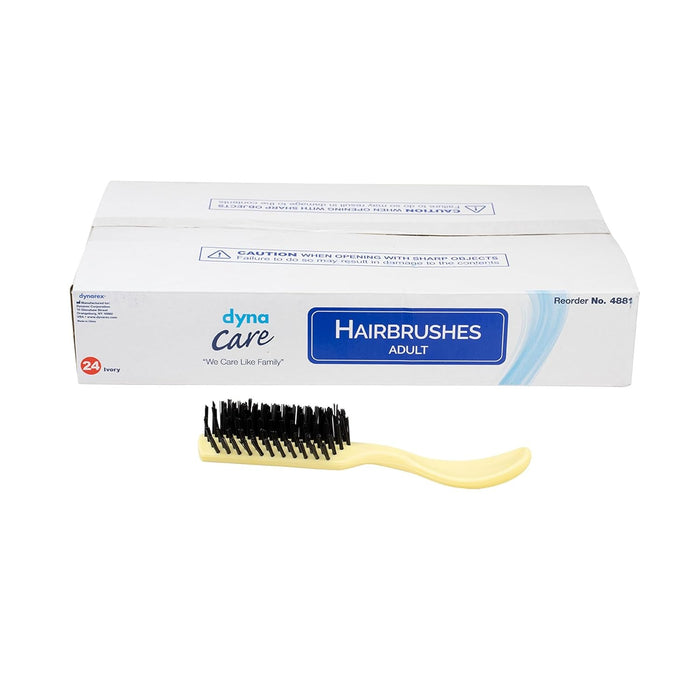 Dynarex Nylon Bristle Hairbrush, Adult, Ivory, 9"