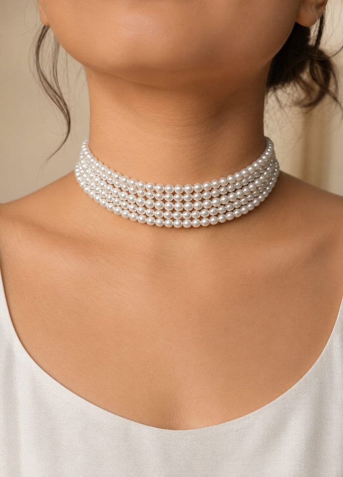 Elegant Multi-Layer Pearl Necklace Set with Matching Earrings