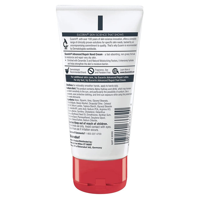 Eucerin Advanced Repair Hand Cream, Fragrance Free, 2.7 oz