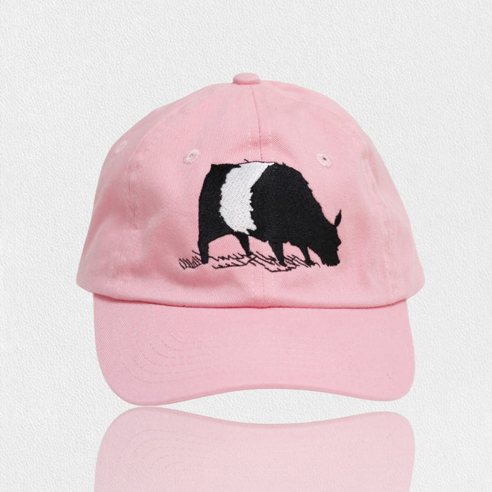 The VALUCAP THREDS FEARRINGTON LIFESTYLE COLLECTION - YOUTH BELTIE TWILL HAT is a blue cotton cap with an embroidered black and white badger on the front, displayed on a plain white background.