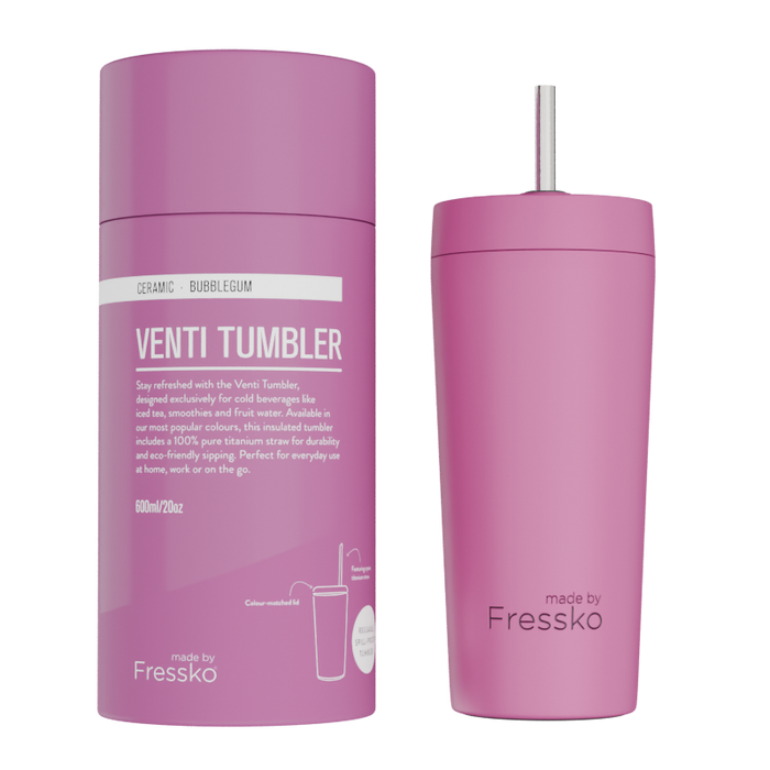 Fressko Ceramic Lined Tumbler with Titanium Straw - Venti 20oz