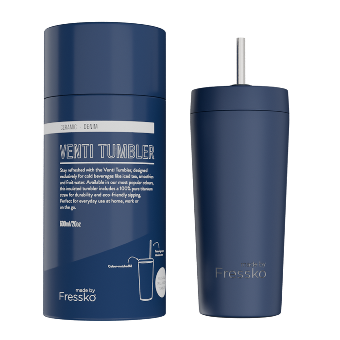 Fressko Ceramic Lined Tumbler with Titanium Straw - Venti 20oz