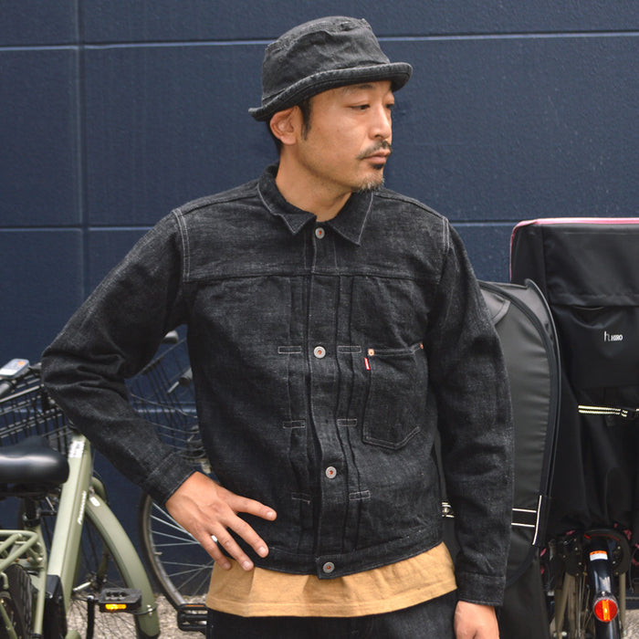 graphzero "GZ-SKGJ1ST-BK" Jean Jacket-WW2 (1st Skein dyeing BK)(Kasezome)
