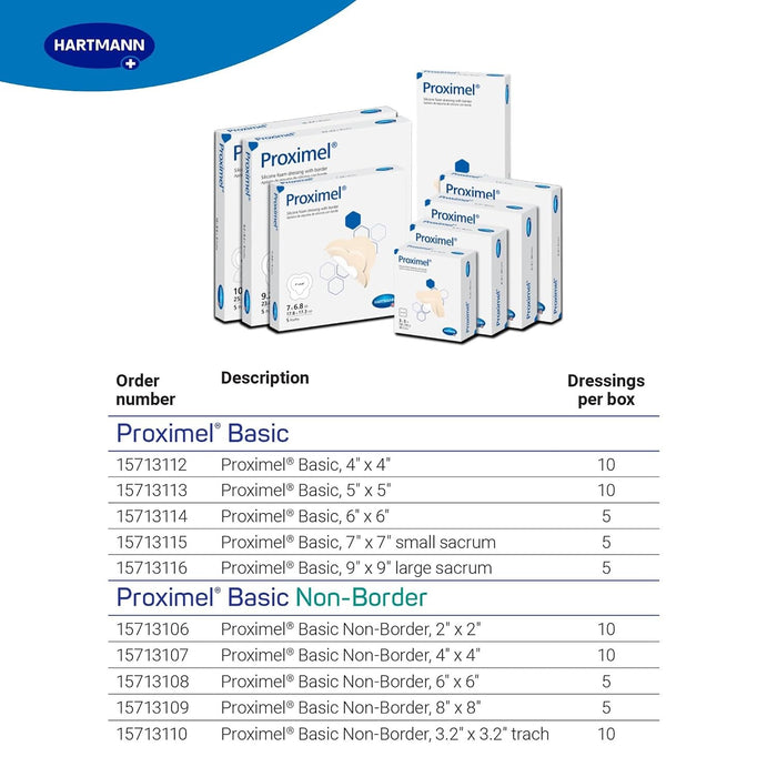 Hartmann Proximel Silicone Adhesive Foam Dressing, 9.2 x 9.2 Inch