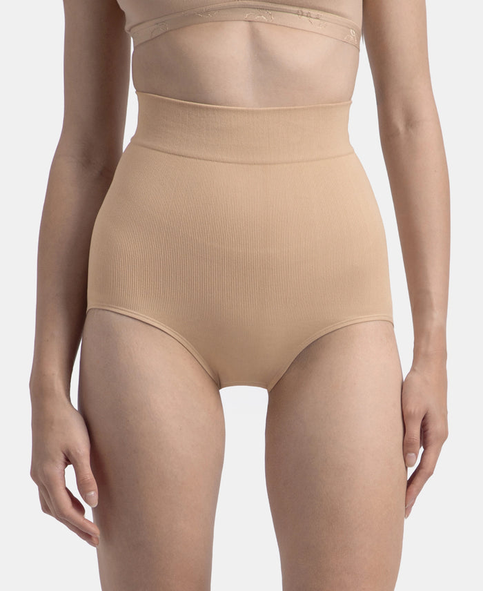 High Waist Microfiber Elastane Stretch Seamfree Bikini Shapewear - Skin