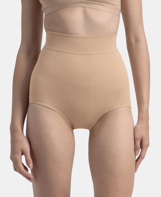 High Waist Microfiber Elastane Stretch Seamfree Bikini Shapewear - Skin