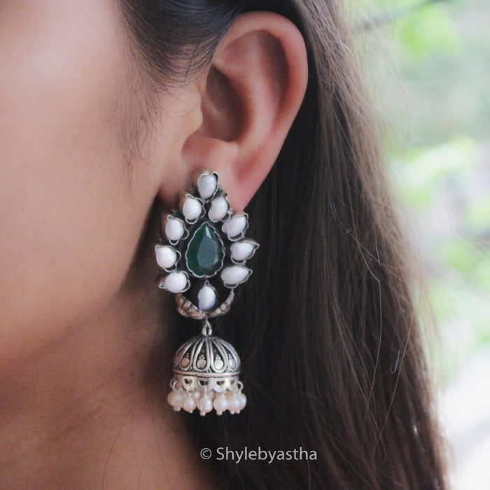Jhumri Emerald Pearl Jhumkis