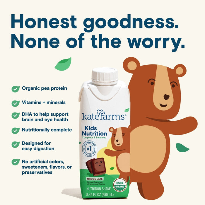 Kate Farms Kid's Nutrition Shake, Chocolate, Case/12 - 811112031222-Case - LL Medico