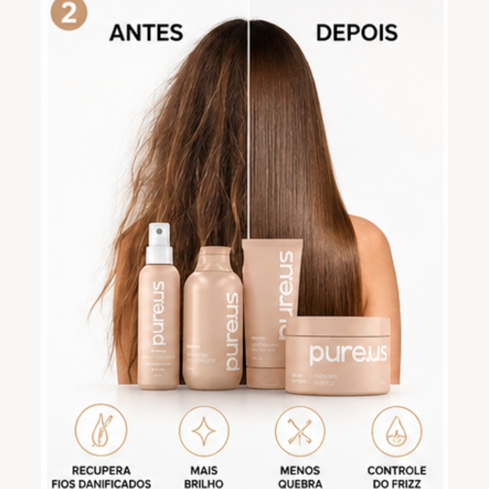 Kit Completo Renova Cabelos Danificados e Quebradiços Pure Us – 4 Itens