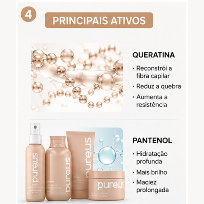 Kit Completo Renova Cabelos Danificados e Quebradiços Pure Us – 4 Itens
