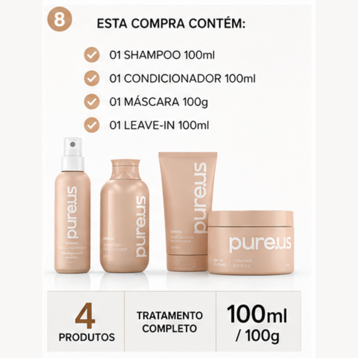 Kit Completo Renova Cabelos Danificados e Quebradiços Pure Us – 4 Itens