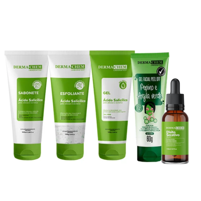 Kit Rotina Antiacne Ácido Salicílico + Máscara Peel Off + Sérum Secativo
