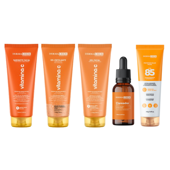Kit Rotina Essencial Vitamina C + Clareador + Protetor Solar FPS 85