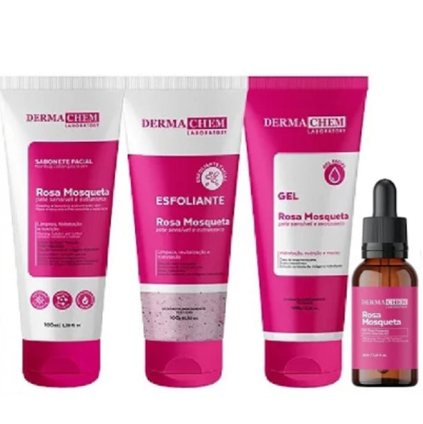 Kit Rotina Hidratação Reparação e Clareamento Rosa Mosqueta Dermachem