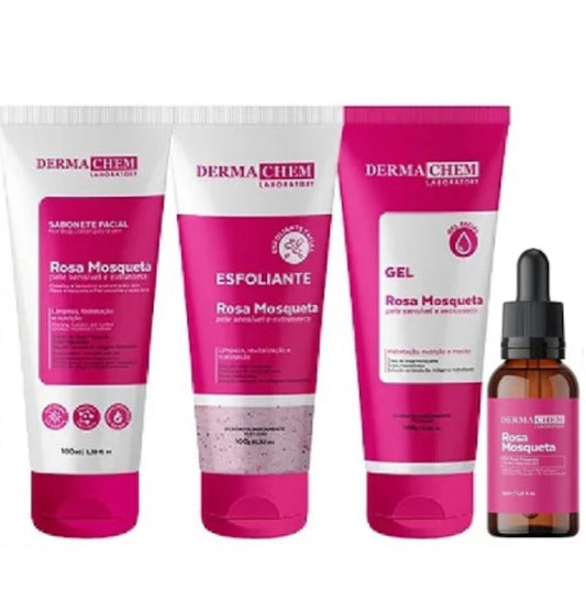 Kit Rotina Hidratação Reparação e Clareamento Rosa Mosqueta Dermachem