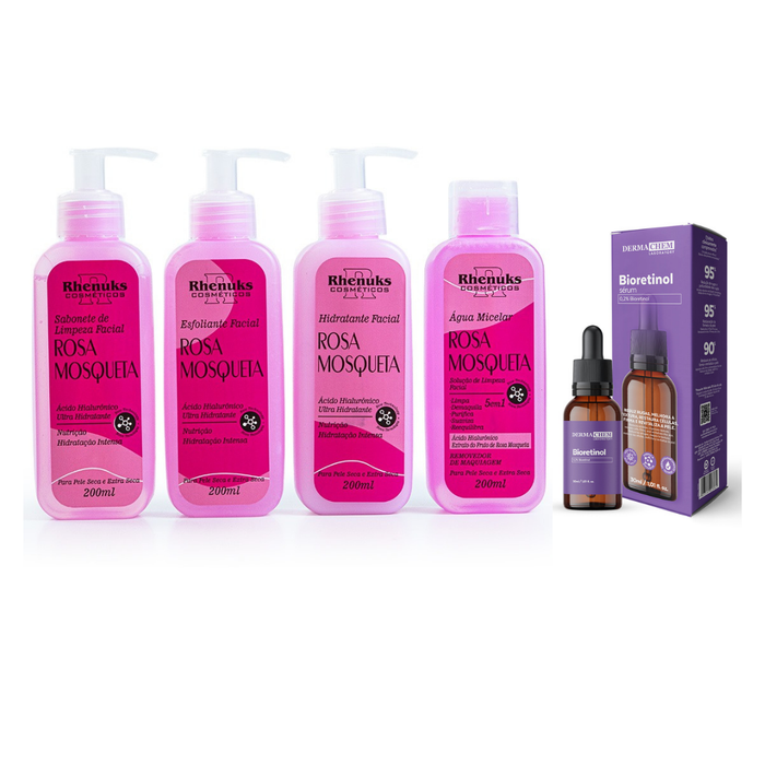 Kit SkinCare Rosa Mosqueta Rhenuks + Sérum Bioretinol Dermachem + Protetor Solar FPS 60