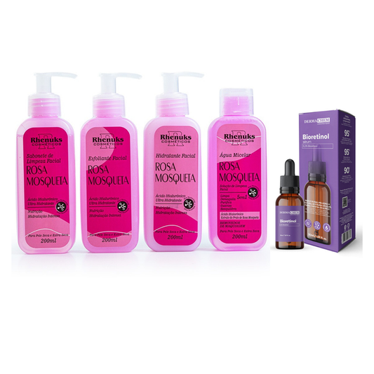 Kit SkinCare Rosa Mosqueta Rhenuks + Sérum Bioretinol Dermachem + Protetor Solar FPS 60