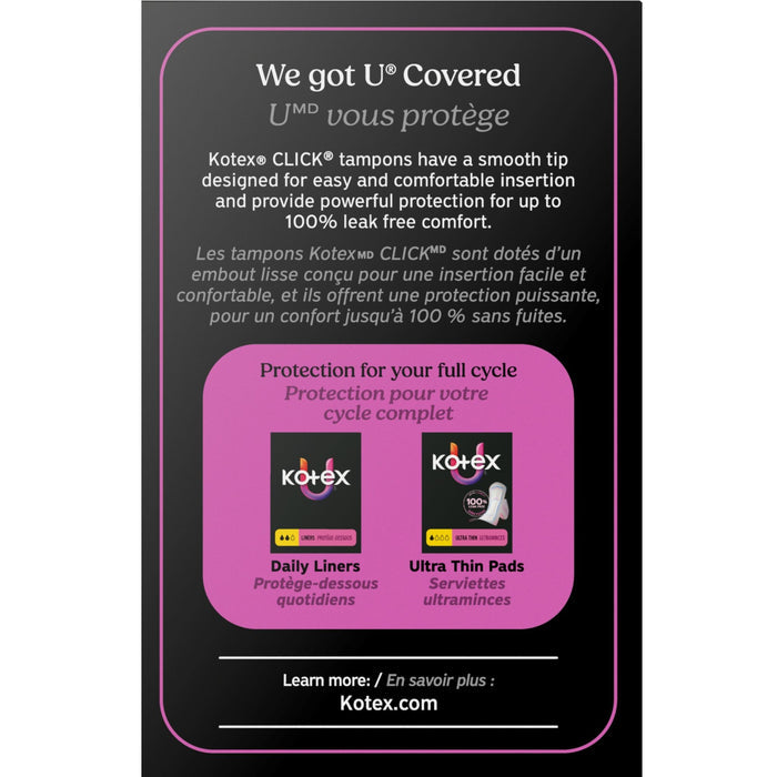 Kotex Click Compact Tampons, Regular Absorbency, Unscented